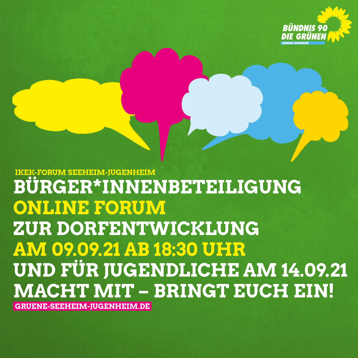 Gesprächsforum zum Dorferneuerungsprogamm Seeheim-Jugenheim am 9.9.21, 18:30 Uhr