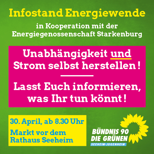 Pressemitteilung: Infostand 30.04.2022 auf dem Marktplatz in Seeheim