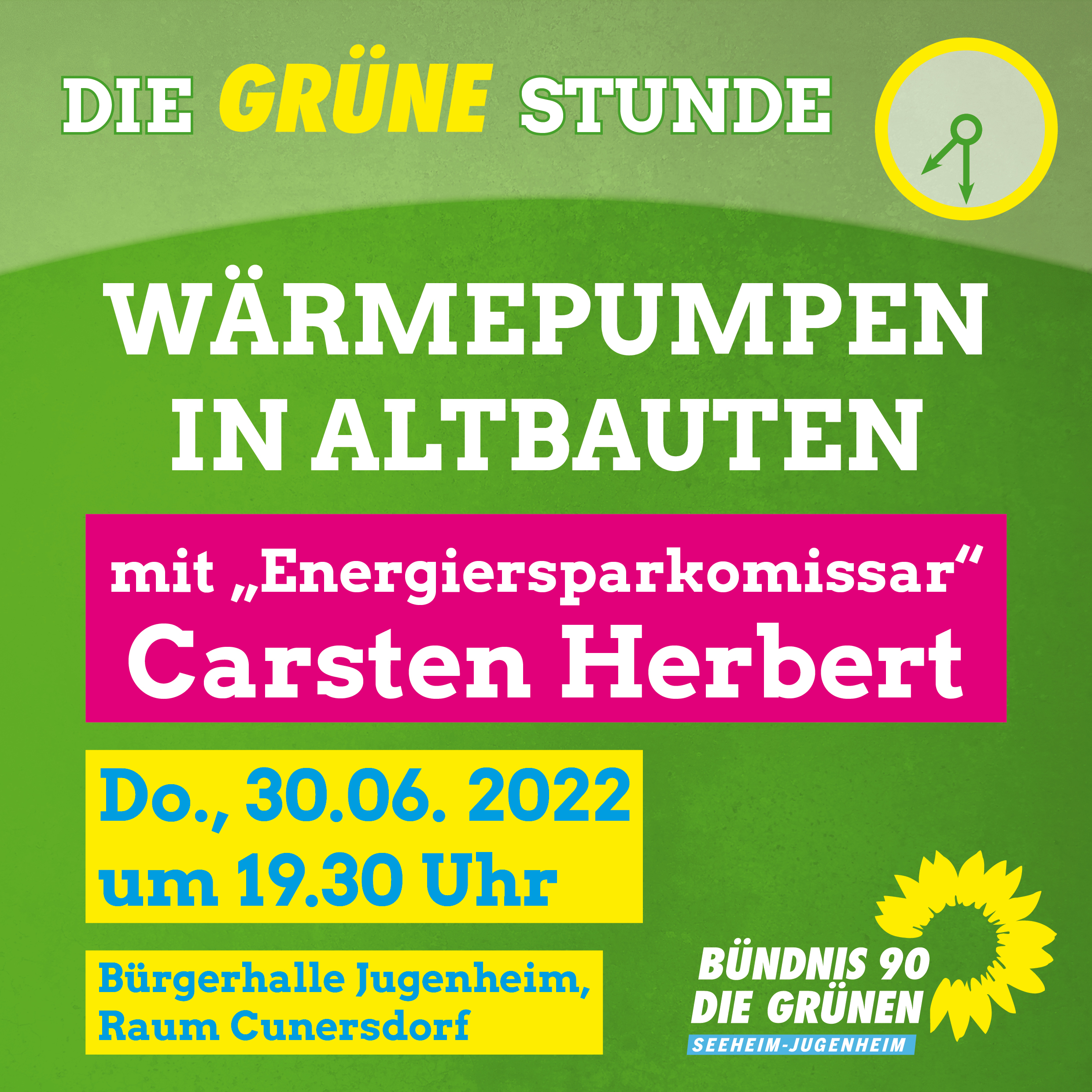 Pressemitteilung: GRÜNE Stunde am 30.06.22 „Wärmepumpen im Altbau“