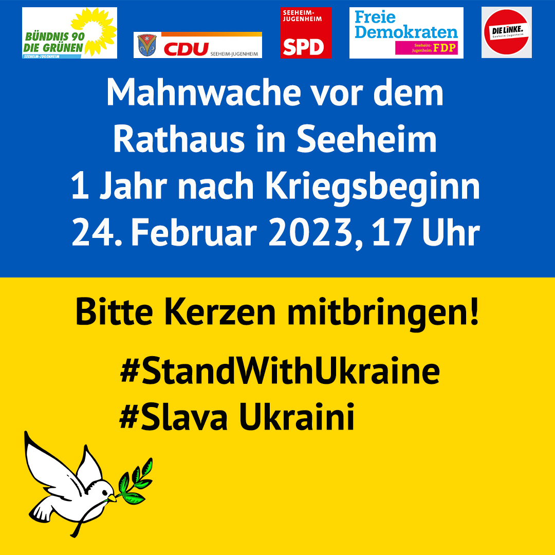 Mahnwache für die Ukraine am 24.02.23, 17 Uhr