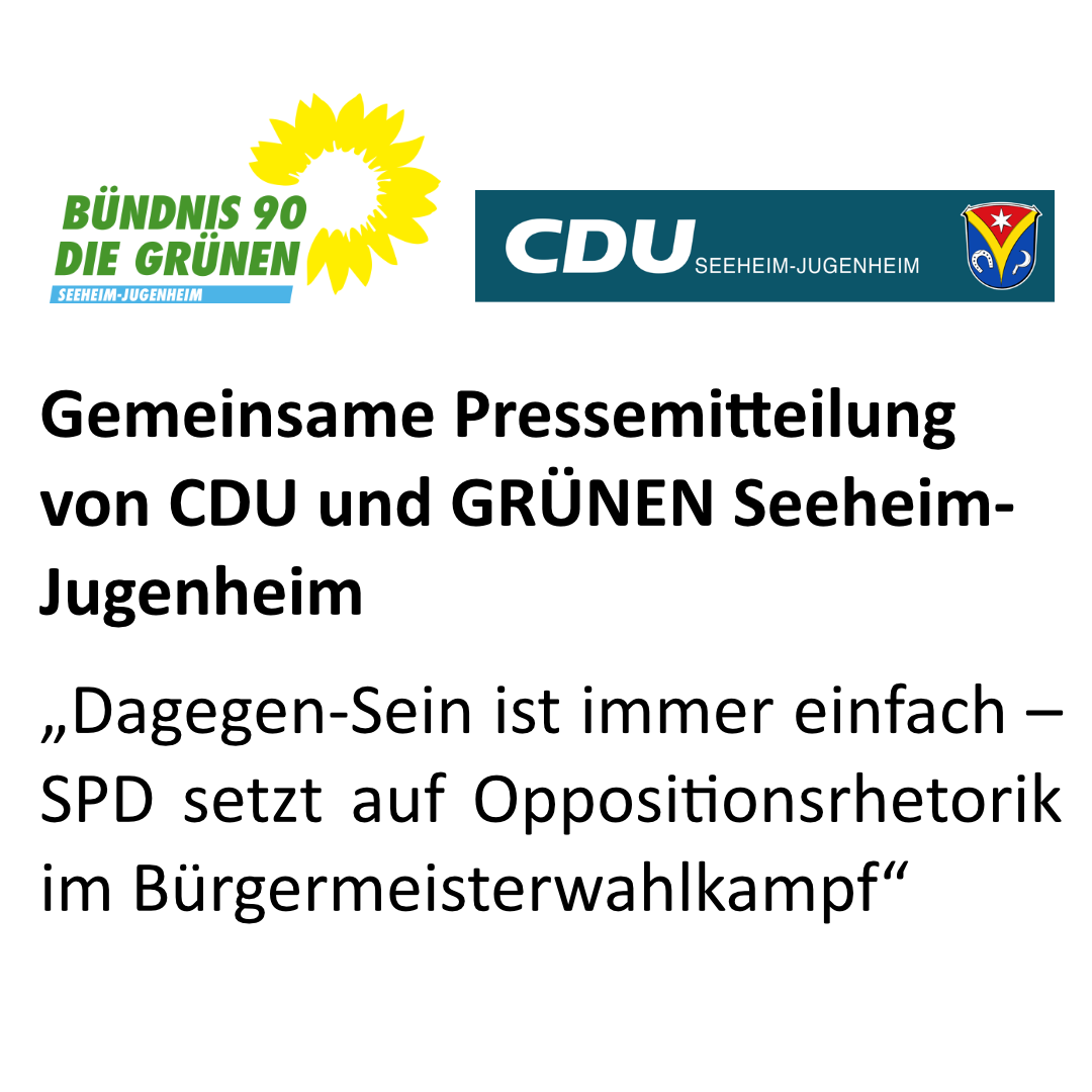 Gemeinsame Pressemitteilung von CDU und GRÜNEN Seeheim-Jugenheim