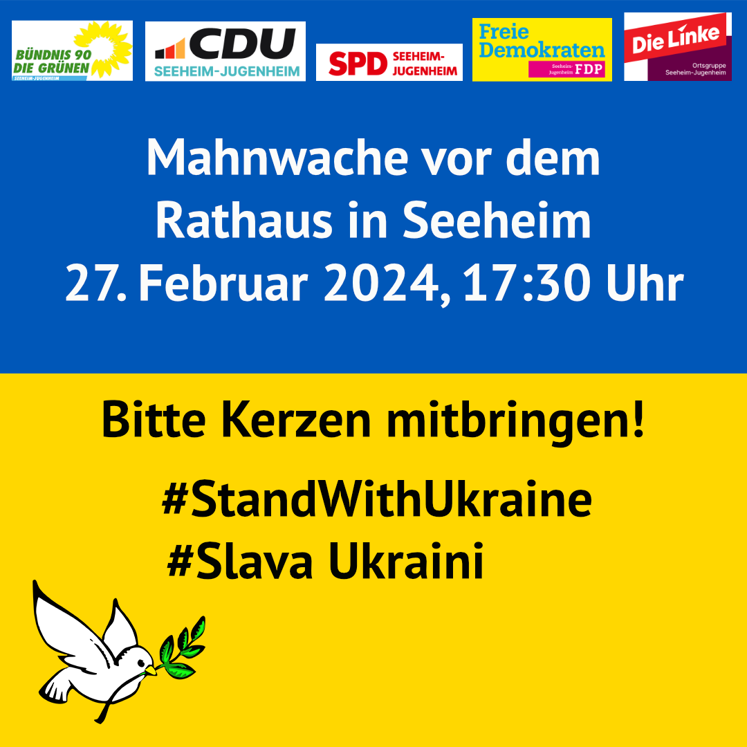 Mahnwache zum Jahrestag des Einmarsches Russlands in die Ukraine